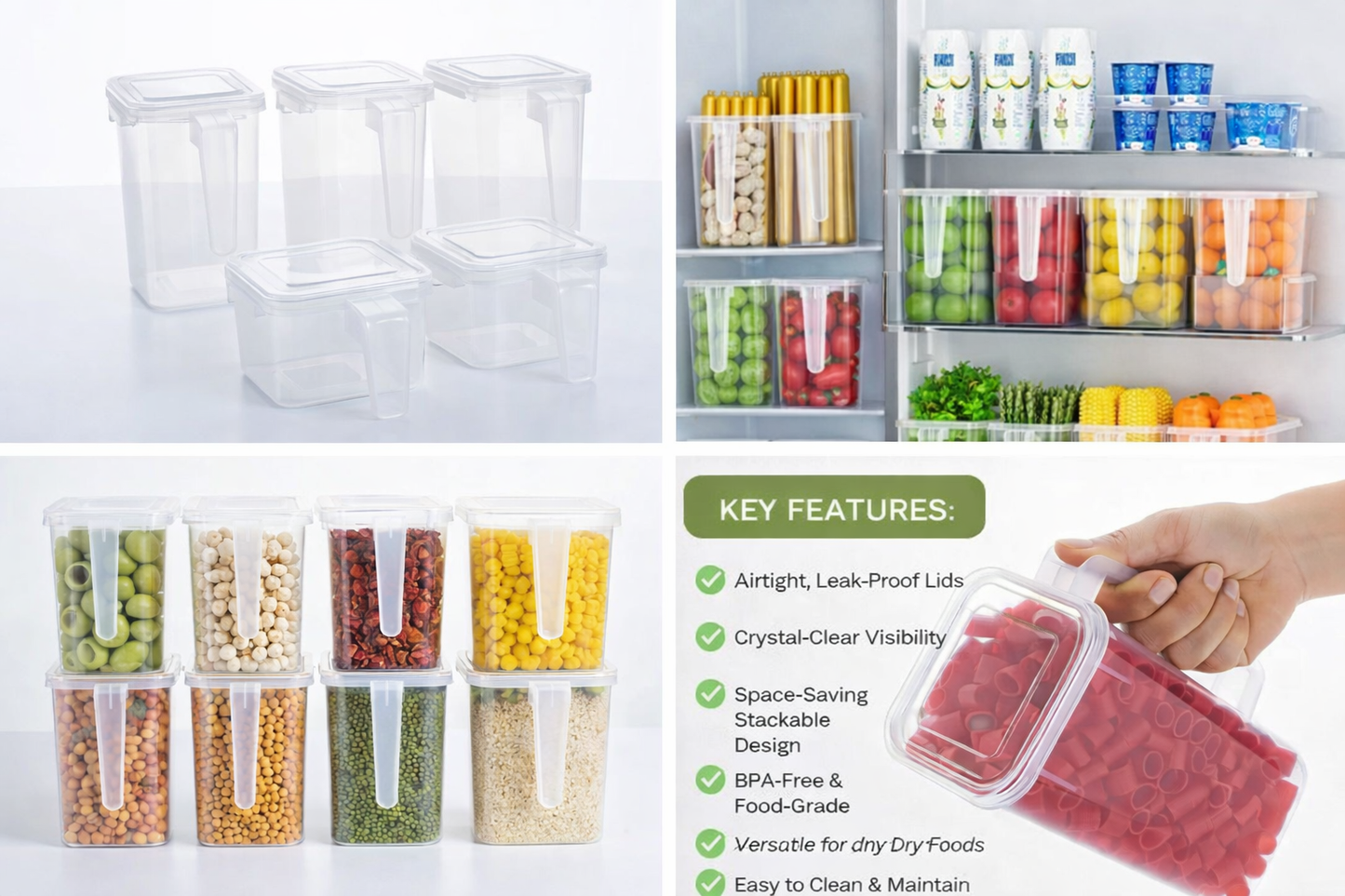 Premium Airtight Food Storage Container (915g) – BPA-Free Stackable Kitchen Organizer for Rice, Dal, Snacks & Dry Fruits