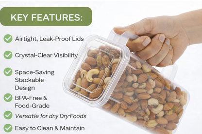 Premium Airtight Food Storage Container (915g) – BPA-Free Stackable Kitchen Organizer for Rice, Dal, Snacks & Dry Fruits